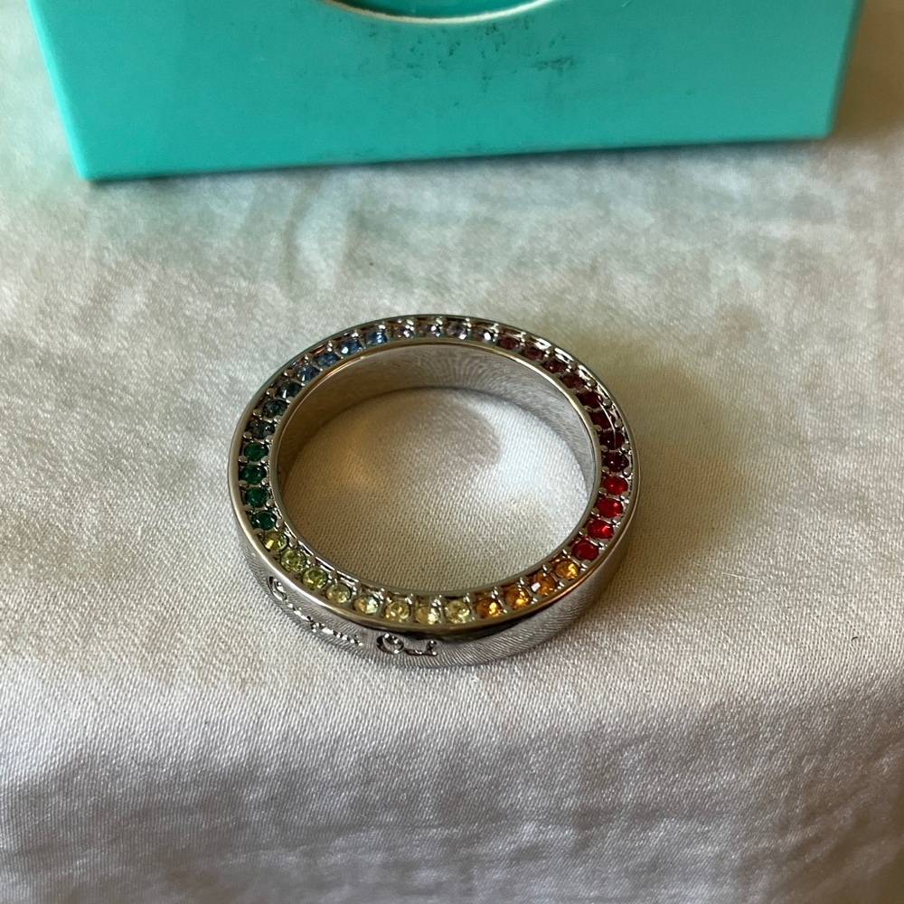Origami Owl: Silver Tone Rainbow Crystal Ring Pendant - Picture 4 of 11